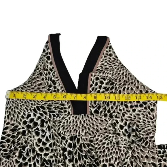 BCBGMAXAZRIA Womens Black Tan Cream Flowy Halter Dress Floral Print Wrap Waist M - Picture 6 of 9